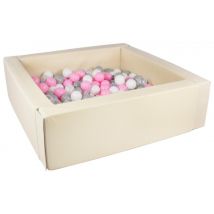 Piscine À Balles Carrée Avec 300 Balles - Cappuccino/blanc, Transparent, Rose Clair, Gris - Velinda
