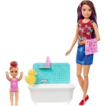 Poupée Barbie - Coffret Babysitter - Heure Du Bain - Mattel