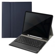 Avizar Clavier Qwerty Bluetooth Pour Ipad Pro 12.9 Et Air 13 Avec Étui Clapet Bleu Nuit