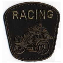 Ecusson Thermocollant Moto Racing Noir 6.7cmx8cm - My mercerie