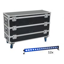Eurolite Set 12x Led Ip T-bar 16 Qcl Bar + Boitier À Roulettes - Eurolite
