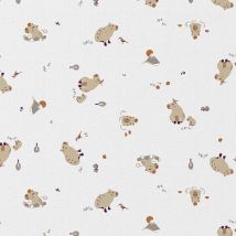 Tissu Coton Imprimé Arty Capybara Sur Fond Blanc - Au Mètre - Craftine