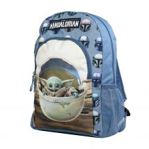Sac À Dos 37 Cm Avec Poche Baby Yoda Star Wars / The Mandalorian Bleu Et Beige - Bagtrotter