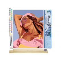 Peinture Par Numéro Figured'art - Fille Embrassée Par Le Soleil - Kit De Loisir Créatif Diy Numéro D'Art Complet - 40x50cm Toile Roulée + Châssis En