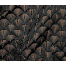 Tissu Jacquard D'Habillement Éventails Gaufrés Bronze Sur Fond Noir - Au Mètre - Craftine