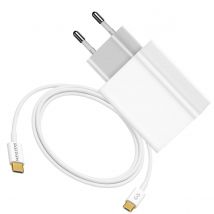Mayaxess Chargeur Secteur 20w + Câble Usb-c 1m Pour Samsung Galaxy S25 Edge Blanc