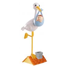 Décoration Cigogne À Cloche-pied Bleue En Métal - Dekora