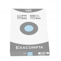 Étui De 100 Fiches - Bristol Quadrillé 5x5 Non Perforé 148x210mm - Bleu Ciel - Exacompta