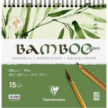 Carnet - Aquarelle - 29,7x29,7 Cm - Spirale - 15 Feuilles - Clairefontaine - Bamboo