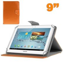 Housse De Protection Pliable Simili Cuir Orange Pour Tablette Tactile 9 Pouces Yonis - Yonis
