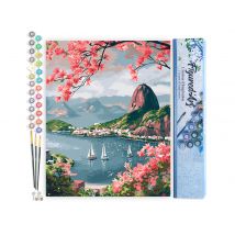 Peinture Par Numéro Figured'art - Port De Rio De Janeiro - Kit De Loisir Créatif Diy Numéro D'Art Complet - 40x50cm Sans Châssis En Bois