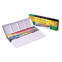 Boîte Métal Aquarelle - 14 Godets Entiers Extra Fine - Sennelier