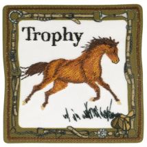 Ecusson Thermocollant Trophée Cheval Kaki 6 Cm X 6 Cm - My mercerie