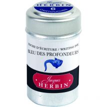 6 Cartouches D'Encre - Bleu Des Profondeurs - Pour Stylos Plume Et Roller - Herbin - Jacques Herbin