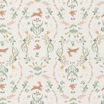 Tissu Coton Imprimé Arty Zekia Sur Fond Blanc Cassé - Au Mètre - Craftine