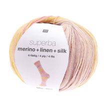 Laine À Chaussette Superba Merino + Linen + Silk 4 Fils - 100 Gr - Rico Design Multicolore (001 - Milkshake)