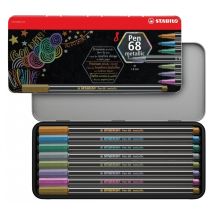 Stabilo Feutre Pen 68 Metallic, Étui En Métal De 8 - Stabilo