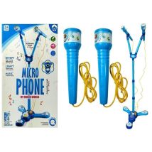 Ensemble Microphones Karaoké Pour Enfants Bleu Avec Trépied Sur Piles - D toys