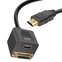 Linq Adaptateur Hdmi Mâle Vers Dvi-d Femelle Et Hdmi Femelle Compact Noir