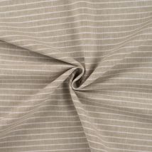 Tissu Lin Coton Rayé Blanc Sur Fond Beige - Au Mètre - Craftine