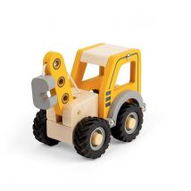 Mini Véhicule Grue En Bois - Bigjigs - Jaune - Bigjigs Toys