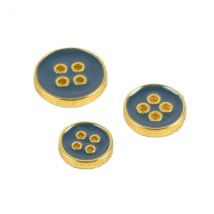 Lot De 3 Boutons Laqués Bleu Pétrole - My mercerie