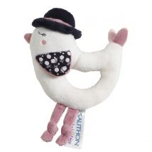 Hochet Oiseau En Velours Blanc - Sauthon