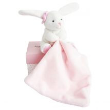 Doudou Lapin Mouchoir Rose Boite Fleur - Doudou et Compagnie