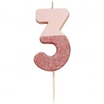 Bougie 3 Glitter Rose Gold - Annikids