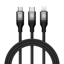 Nillkin Câble 3-en-1 Swift Pro Usb-a Vers Usb-c / Lightning / Micro-usb Tressé 1.5m Noir