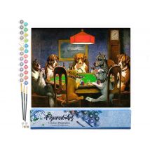 Peinture Par Numéro Figured'art - Les Chiens Jouent Au Poker - Kit De Loisir Créatif Diy Numéro D'Art Complet - 40x50cm Sans Châssis En Bois