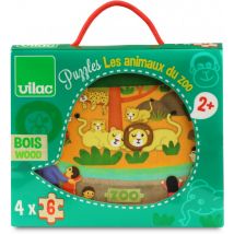 4 Puzzles De 6 Pieces - Les Animaux Du Zoo - Vilac