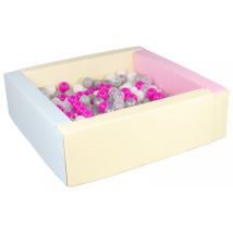 Piscine À Balles Carrée Avec200 Balles – Bords 3 Couleurs/blanc, Transparent, Rose, Gris, Argent - Velinda