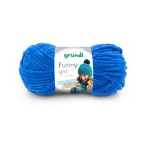 Fil À Tricoter Effet Velour Funny - Grundl - 100 Gr - Oeko-tex 14 Bleu - Gründl