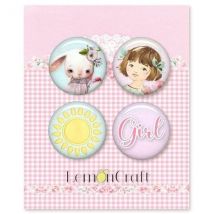 4 Badges Métal Décoration Embelissement Scrapbooking Lemoncraft Girl S Little World 990 - LEMONCRAFT