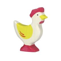 Figurine Holtztiger Poule Debout - Jaune