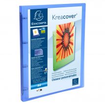 Classeur 4 Anneaux 15mm Polypropylène Chromaline 5/10e Kreacover - A4 - Bleu - X 12 - Exacompta