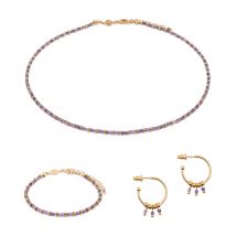 Collier, Bracelet Et Boucles D'Oreilles Karia En Pierres Améthyste - SLOYA