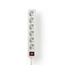 Nedis Rallonge Multiprise 6 Voies 3680w 16a 1.5m Type E Avec Bouton Marche/arrêt Blanc