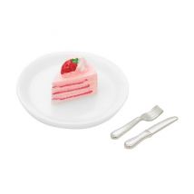 Gâteau À La Fraise Miniature Dans Assiette + Couverts - Rico Design Bois