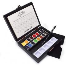 Coffret En Bois De 16 Demi-godets Aquarelle Fine - Sennelier