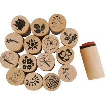 Tampon Timbres Deco Art, Fleurs Et Feuilles, H : 26 Mm, D 20 Mm, 15 Pièces/ 1 Pq. - CC Hobby