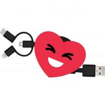 Yello Koko Câble 3 En 1 Suzy Usb A/micro Usb & Usb C & Lightning 1m Cœur Rouge - Yello Koko