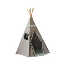 Tente Tipi Avec Guirlande Et Tapis mint Love - Gris, Vert Clair - Moi Mili