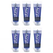Lot De 6 Tubes Soft Plastique 75ml Peinture Acrylique Fine Bleu Outremer 500 Primo - Primo