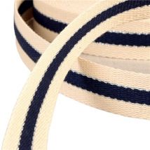 Sangle 3 Bandes Fil Métal 100 % Coton 30mm Bleu Marine Au Mètre - MyMercerie