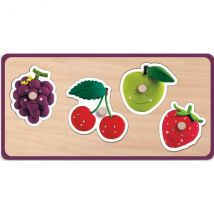 Puzzle En Bois Quadrifruits - 4 Pieces - Janod - Puzzle A Encastrer - Puzzle Avec Boutons - Janod