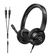 Hoko Casque Audio Filaire Jack 3.5mm Avec Microphone Anti-bruit Orientable Noir