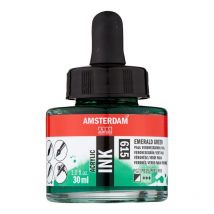 Flacon Encre Acrylique Acrylic Ink Amsterdam 30ml Vert Émeraude