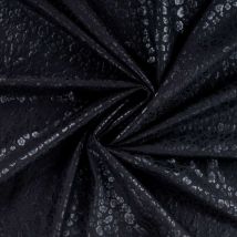 Tissu Simili Cuir Naya Extensible Effet Panthère Brillant Sur Fond Noir - Craftine